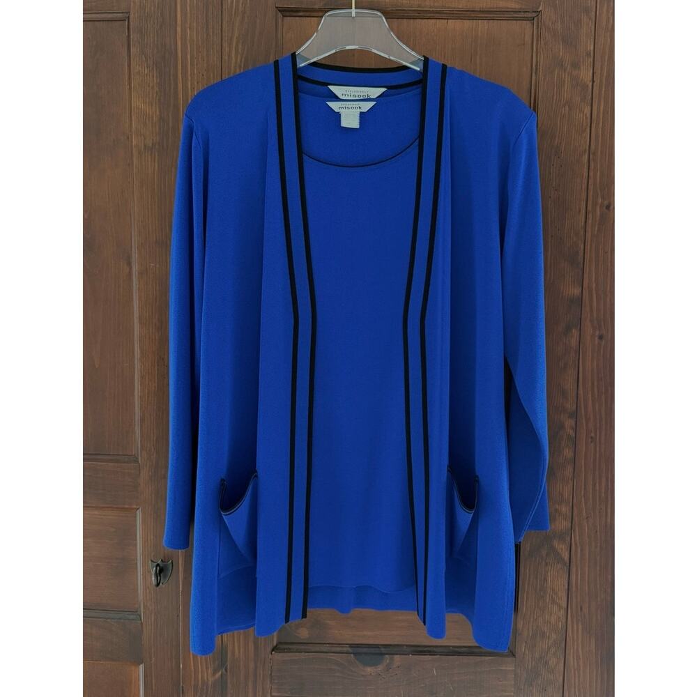 Exclusively Misook 2 Piece Cardigan Set Royal Blue Size S/M EUC Corporate Core